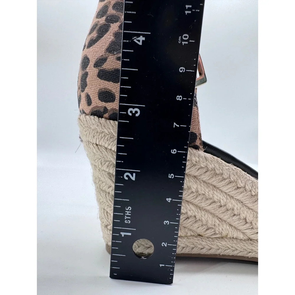 Nine West 8M Leopard Wedge Sandals Women's Jabrina Espadrille Heels‎